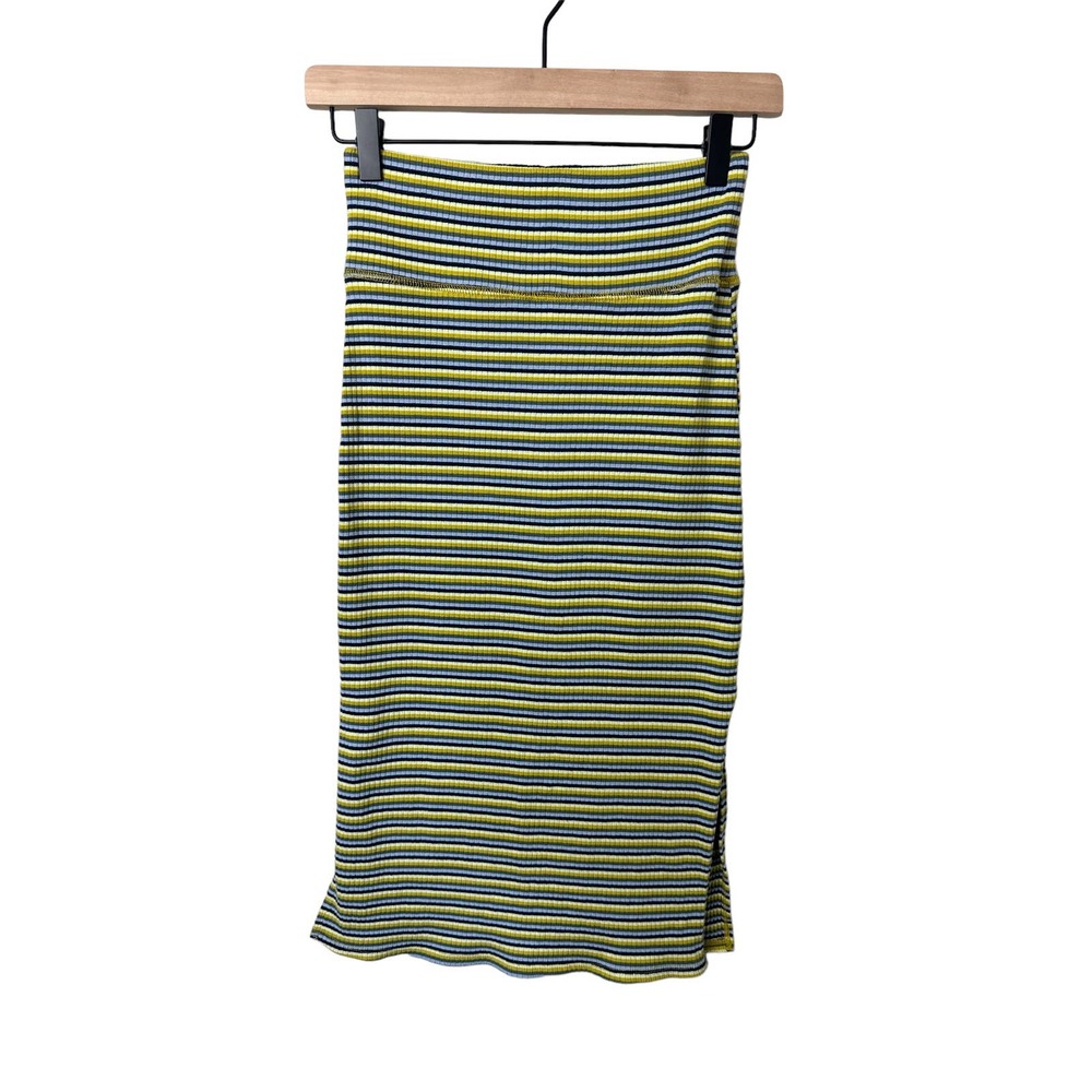 aerie Women's Striped Midi Bodycon Slit High Waisted Skirt XS